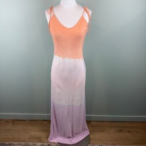DANNIJO Tie-Dye Ombré Linen blend Maxi Slip bias cut dress sz Small Tropical
